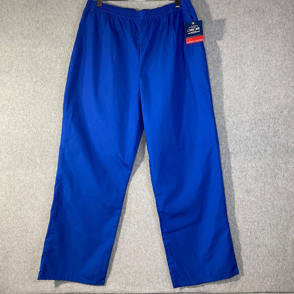 Cherokee Workwear Scrub Pants Unisex Medium Royal‎ Blue Nurse Healthcare NWT